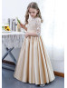 Champagne Lace Satin Chic Flower Girl Dress
